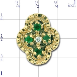 AC37 14K EMERALD & DIAMOND SLIDE 